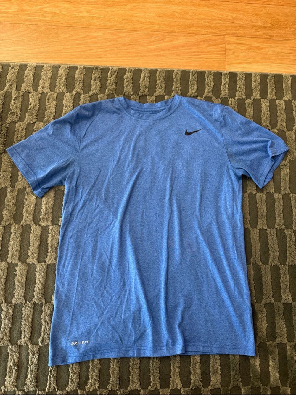 Nike Men’s Short Sleeve Dri-FIT Tee — Heather Blue with Black Swoosh